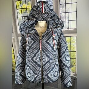 Tommy Hilfiger blue bandana pattern hooded jacket